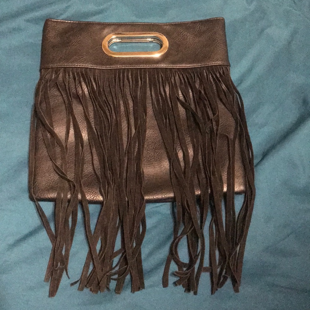 EUC Fabulous black fringe purse